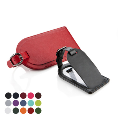 Image of Small Vegan Leather Luggage Tag with Secure Flap