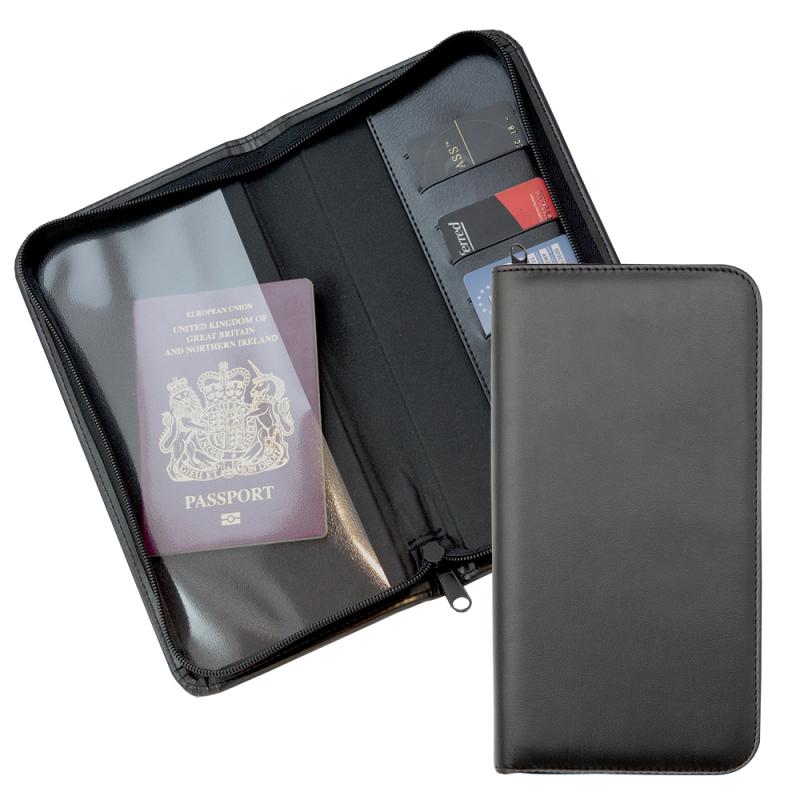 Image of Zipped Vegan Leather Travel Wallet