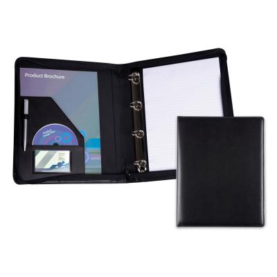 Image of Black Belluno Vegan Leather Zipped Ring Binder