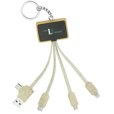 Image of ECO Bamboo LED 5-in-1 USB Multi Charging Wheatstraw Cable