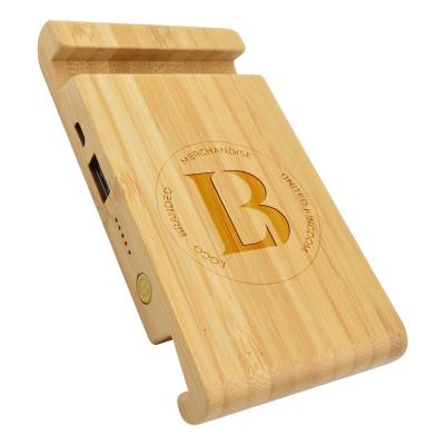 Image of Bamboo Wooden Wireless Charging Phone Stand 5000mAh